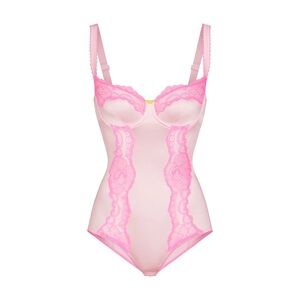 NWT Sold out Skims Stretch Satin Lace Bodysuit in Cherry Blossom